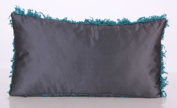 YASTIKMİNDER KÜRK PELÜŞ YEŞİL TAFTA GRİ  DEKORATIF YASTIK resmi