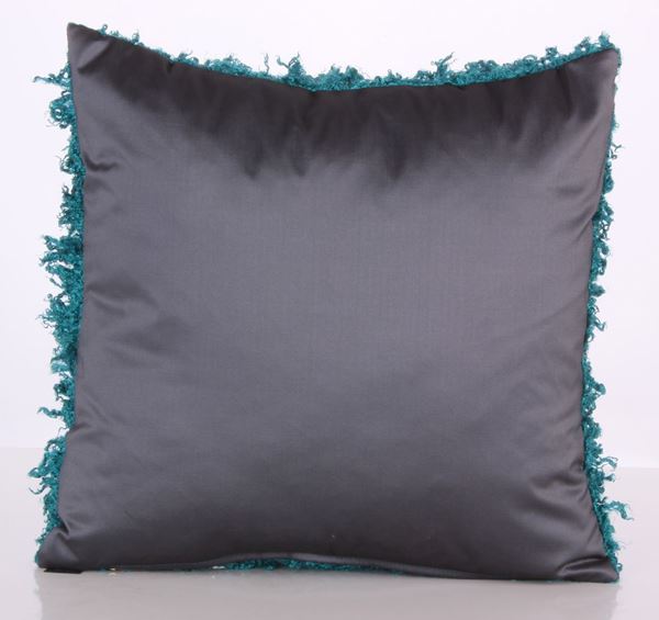 PELUŞ PELÜŞ YEŞİL TAFTA GRİ DEKORATIF YASTIK KILIFI resmi