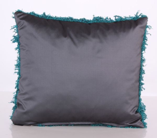 PELUŞ PELÜŞ YEŞİL TAFTA GRİ  DEKORATIF YASTIK KILIFI resmi