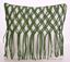 Resim KETEN BEYAZ HAKİ YEŞİL PENYE İP MAKROME SAÇAKLI DEKORATİF YASTIKLAR