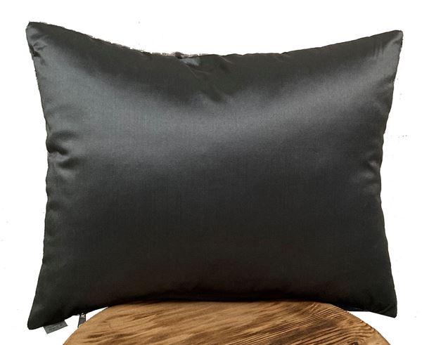KADİFE TAFTA EKRU GRİ YAMALI ÇİZGİLİ DEKORATİF YASTIK KILIFI resmi