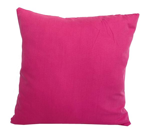 KOTON PEMBE FUŞYA ÇİÇEKLİ DEKORATİF YASTIK KILIFI resmi