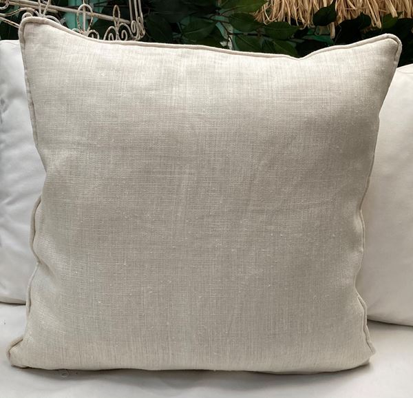KADİFE BEJ KREM KETEN DAMASK DESEN DEKORATİF YASTIK KIRLENT KILIFI resmi