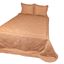 Resim YASTIKMİNDER TAFTA BEJ HELEZON DESEN 265X265 -2 ADET 50X70 KULAKLI YASTIK KILIFI YATAK ÖRTÜ SETİ
