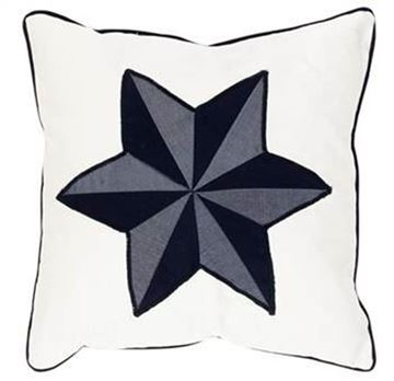 Resim Yastıkminder Koton Beyaz Lacivert Yıldız Dekoratif Yastık Kılıfı