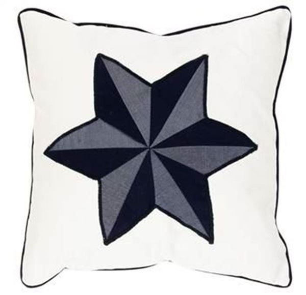resm Yastıkminder Koton Beyaz Lacivert Yıldız Dekoratif Yastık Kılıfı