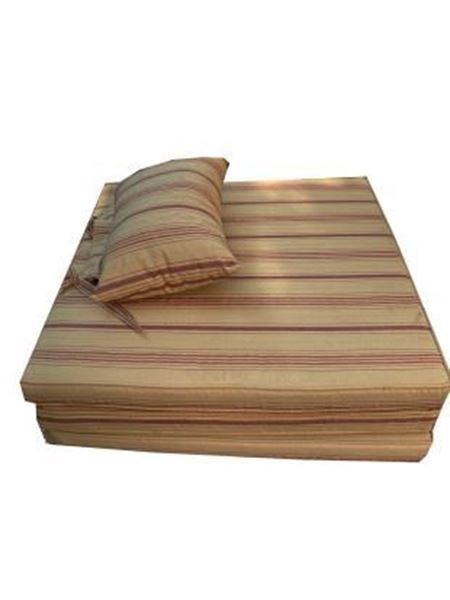 YASTIKMİNDER KOTON KARAMEL BORDO ÇİZGİLİ 3 KADEMELİ KATLANIR ŞEZLONG MİNDERİ resmi