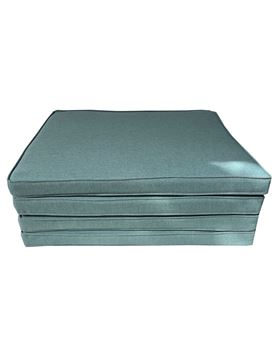 Resim YASTIKMİNDER KOTON TURKUAZ MAVİ FİTİLLİ 53X46 CM 4 PARÇA SANDALYE KOLTUK MİNDER SETİ