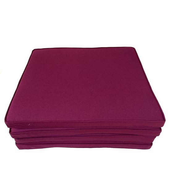 YASTIKMİNDER KOTON MOR FİTİLLİ 53X46 CM  4 PARÇA SANDALYE KOLTUK MİNDER SETİ resmi