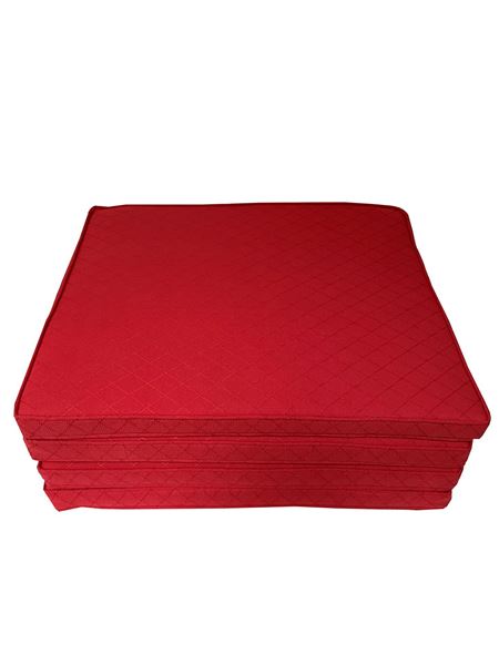 YASTIKMİNDER KOTON KIRMIZI FİTİLLİ 53X46 CM 4 PARÇA SANDALYE KOLTUK MİNDER SETİ resmi