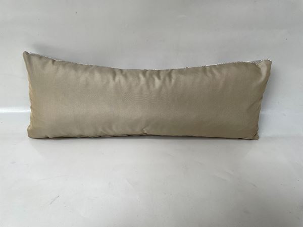 KADİFE TAFTA GRİ KREM ÇİZGİLİ DEKORATİF YASTIK KILIFI resmi