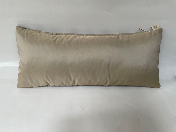 KADİFE TAFTA GRİ KREM ÇİZGİLİ DEKORATİF YASTIK KILIFI resmi