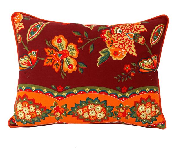 KOTON ÇİÇEKLİ ETNİK DESEN KUMAŞ 44X34 cm DEKORATİF KIRLENT YASTIK KILIFI resmi