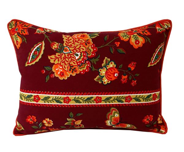 KOTON ÇİÇEKLİ ETNİK DESEN KUMAŞ 44X34 cm DEKORATİF KIRLENT YASTIK KILIFI resmi
