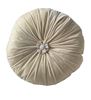 resm İpek Kadife Krem Düğmeli Çapı 43X12 cm Yuvarlak Silindir Yastık