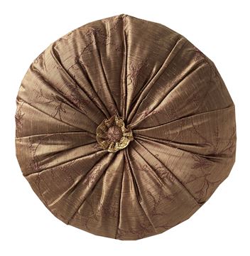 Resim Şantuk Tafta Kave Renk Nakışlı Kumaş Çapı 42x10 cm Silindir Yuvarlak Yastık