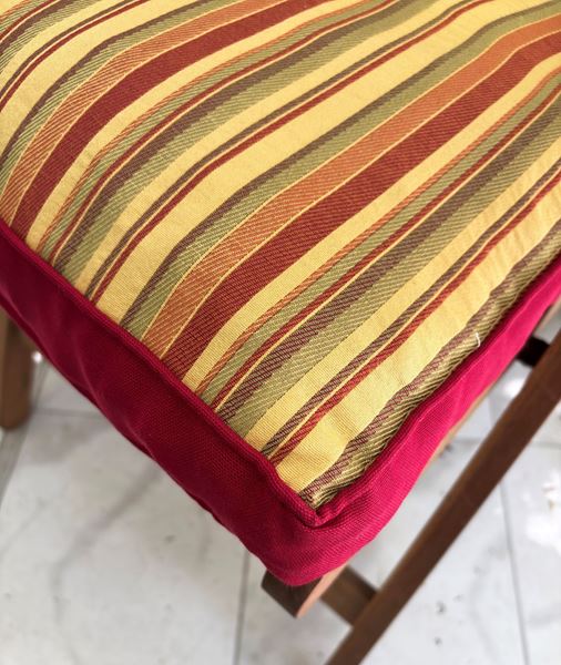 KOTON BORDO SARI ÇİZGİLİ BORDO BANTLI 48X48 cm ÇOK AMAÇLI MİNDER resmi
