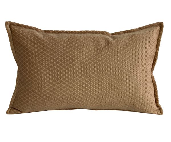 resm KADİFE KUMAŞ KARAMEL BEJ BAKLAVA DESENLİ 54X34 cm KIRLENT YASTIK KILIFI