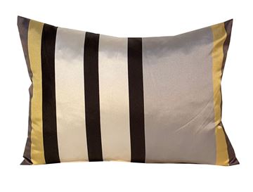 Resim İPEK SATEN SİYAH GRİ ÇİZGİLİ 46X34 cm KIRLENT YASTIK KILIFI