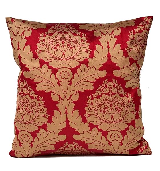 resm Yastıkminder Tafta Kırmızı Bej Ottoman Osmanlı Damask Kaftan Yastık Kılıfı