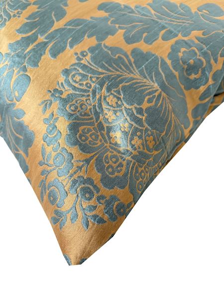 YASTIKMINDER TAFTA MAVİ BEJ DAMASK DESEN DEKORATIF YASTIK KILIFI resmi