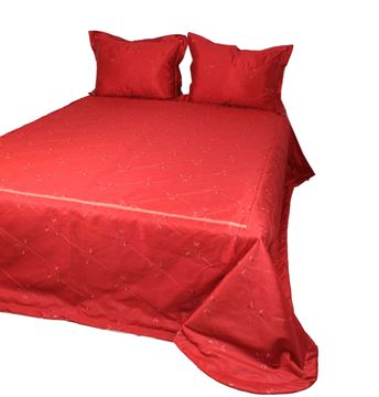Resim Tafta Sarı Gri 265x265 Yatak Örtü 50x70 2 Adet Yastık Kılıfı 3 Parçalık Seti