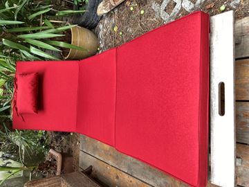 Resim ŞEZLONG MINDERI KOTON BORDO DAYANIKLI KUMAŞ 3 KADEMELİ KATLANIR 4cm ELYAFA SARILMIŞ SÜNGER 60X60X3=180 CM