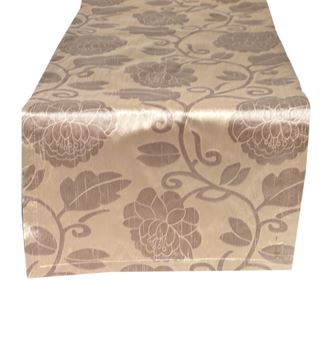Resim RUNNER MASA ÖRTÜ 140X45 cm TAFTA KUMAŞ BEJ OTOMAN OSMANLI VİZON RENK GÜL DESEN