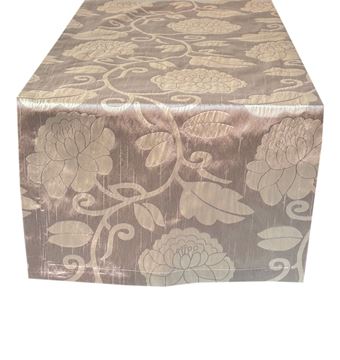 Resim RUNNER MASA ÖRTÜ 140X45 cm TAFTA KUMAŞ VİZON OTTOMAN OSMANLIBEJ RENK GÜL DESEN