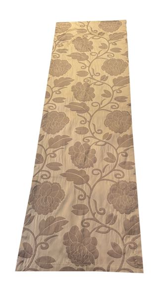 RUNNER MASA ÖRTÜ 140X45 cm TAFTA KUMAŞ KREM FITIK YEŞİL RENK OTOMAN OSMANLIBEJ RENK GÜL DESEN resmi