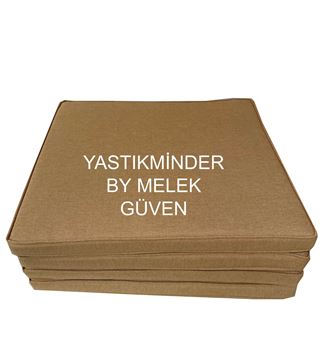 Resim YASTIKMİNDER ÇOK AMAÇLI SANDALYE MİNDERİ  KOTON PETROL MAVİ KKIRÇILLI FİTİLLİ 53x46 Cm 4 PARÇA FERMUARLI